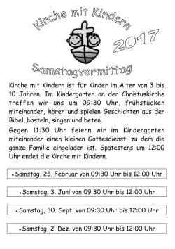 Kirche mit Kindern ist für Kinder im Alter von 3 bis 10 Jahren. Im