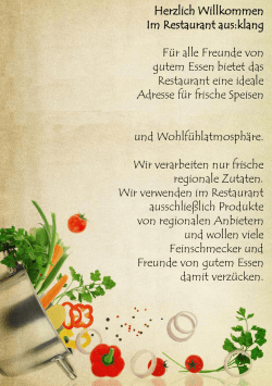 Herzlich Willkommen Im Restaurant aus:klang F&uuml;r alle Freunde von
