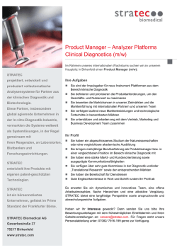 Product Manager – Analyzer Platforms Clinical Diagnostics (m/w)