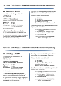Herzliche Einladung zum Gemeindeseminar