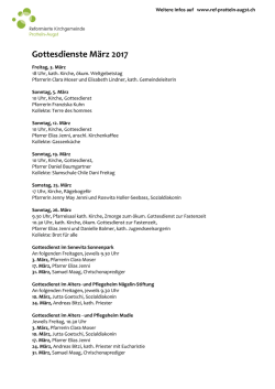 Gottesdienste M&auml;rz 2017