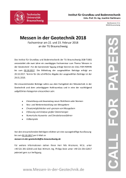 Messen in der Geotechnik Call For Papers 2018 - Pfahl