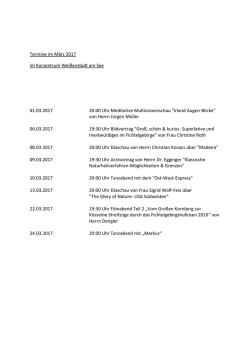Termine im März 2017 im Kurzentrum Weißenstadt am See 01.03
