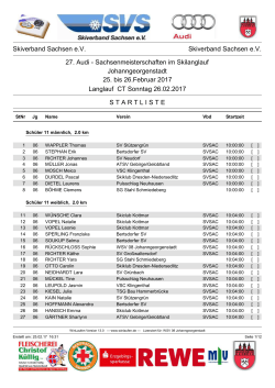 Startliste Sonntag CL - WSV Johanngeorgenstadt