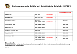 Ferienbetreuung im Schülerhort Schatzkiste im Schuljahr 2017/2018