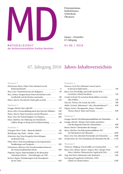 Jahres-Inhaltsverzeichnis 2016 - Konfessionskundliches Institut