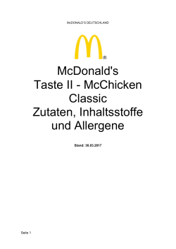 McDonald`s Aktionsprodukte: Zutaten, Inhaltsstoffe