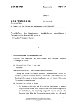 Bundesrat 98/1/17 Empfehlungen - Umwelt