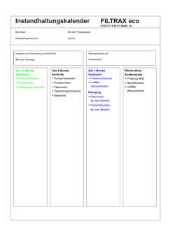 FILTRAX eco Instandhaltungskalender