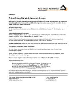 Harz-Weser-Werkst&auml;tten: Zukunftstag f&uuml;r M&auml;dchen und Jungen
