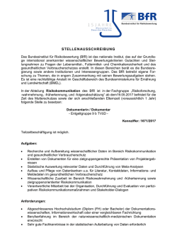 Dokumentarin/Dokumentar in der Abteilung Risikokommunikation