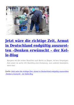 Jetzt w&auml;re die richtige Zeit, Armut in Deutschland