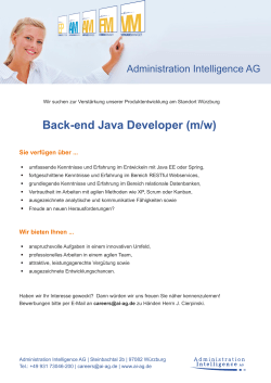 Back-end Java Developer (m/w) - Administration Intelligence AG