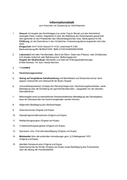 Informationsblatt zum Antrag auf Zulassung zur Gerichtspraxis