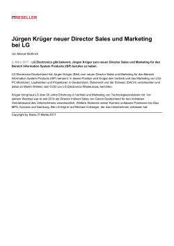 Jürgen Krüger neuer Director Sales und Marketing bei LG
