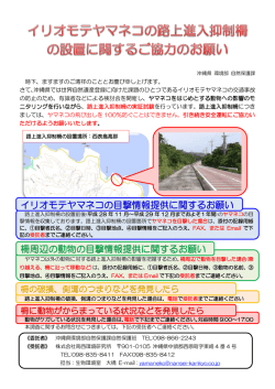 柵周辺の動物の目撃情報提供に関するお願い イリオモテヤマネコの目撃