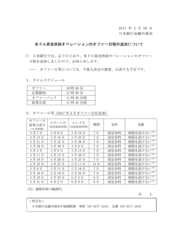 米ドル資金供給オペレーションのオファー日程の追加について
