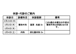 休診・代診のご案内