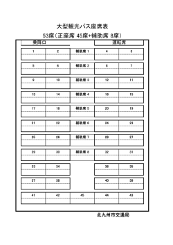 大型観光バス座席表 53席（正座席 45席+補助席 8席）