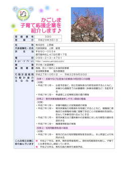 登 録 番 号 390 登 録 日 平成29年3月1日 名 称 株式会社 上野城 代表