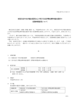 松阪支店中央市場出張所および宮川支店伊勢志摩市場出張所の 営業