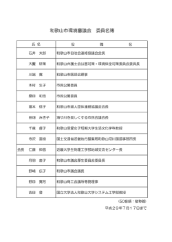 和歌山市環境審議会 委員名簿