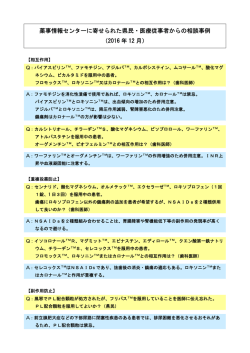 薬事情報センターに寄せられた県民・医療従事者からの相談事例 （2016