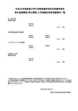 （博士課程）入学試験合格 - 群馬大学大学院保健学研究科