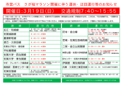 開催日：3月19日（日） 交通規制7：40∼15：55