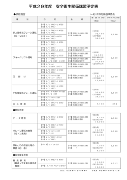 H29年度安全衛生講習会予定の