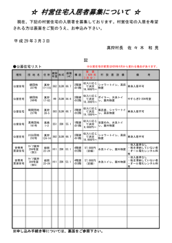 村営住宅入居者募集について