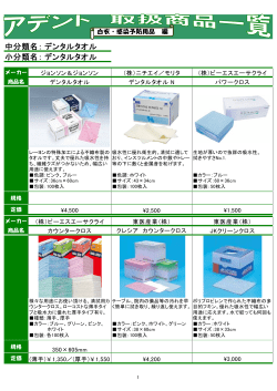 中分類名： 小分類名： デンタルタオル デンタルタオル