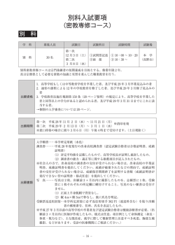 別科入試要項