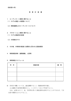 （様式第4号） 事 業 計 画 書 1 コーディネート業務に関すること （1）モデル