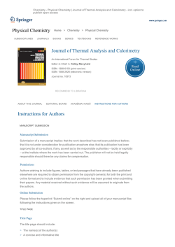Journal of Thermal Analysis and Calorimetry&raquo;.
