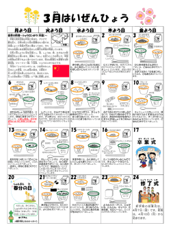 学校給食献立の配膳表