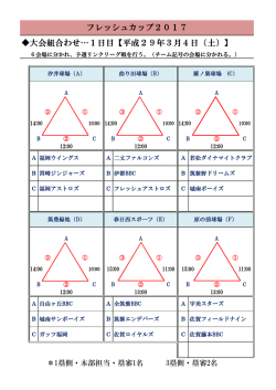 組合せ・試合球場 - フレッシュリーグ