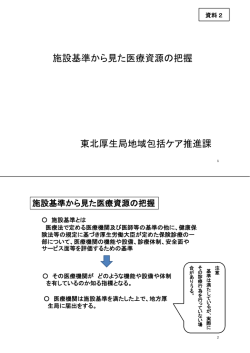 東北厚生局地域包括ケア推進課 施設基準から見た医療資源の把握