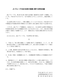 JA グループの自己改革の実践に関する特別決議