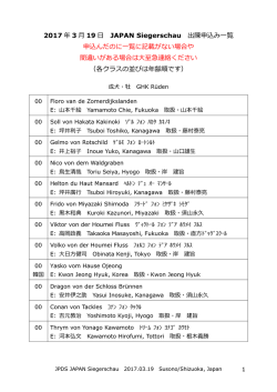 JAPAN Siegerschau 出陳犬一覧表