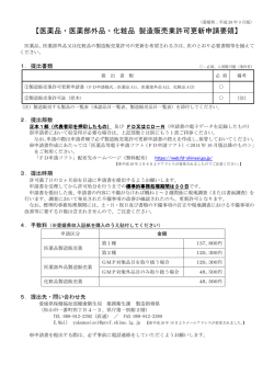医薬品・医薬部外品・化粧品 製造販売業許可更新申請要領