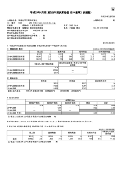 平成29年4月期 第3四半期決算短信〔日本基準〕（非連結）