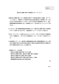 資料3－1 匿名加工情報に関する事務局レポートについて(PDF：107KB)