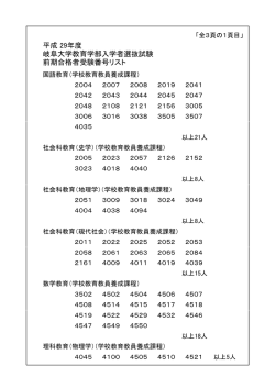前期日程入試結果（教育学部）（pdf:32KB）