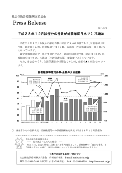 印刷用 平成28年12月診療分の件数が対前年同月比で7.2%増加（PDF