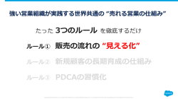 ルール① 販売の流れの “見える化” ルール② 新規顧客の長期育成の