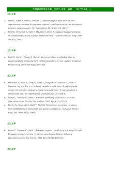 西眼科病院学会活動 国内外 論文・著書 一覧(2005 年～) 2015 年 2014