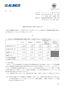 業績予想の修正に関するお知らせ