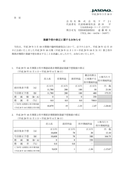 業績予想の修正に関するお知らせ