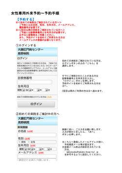 女性専用外来予約～予約手順